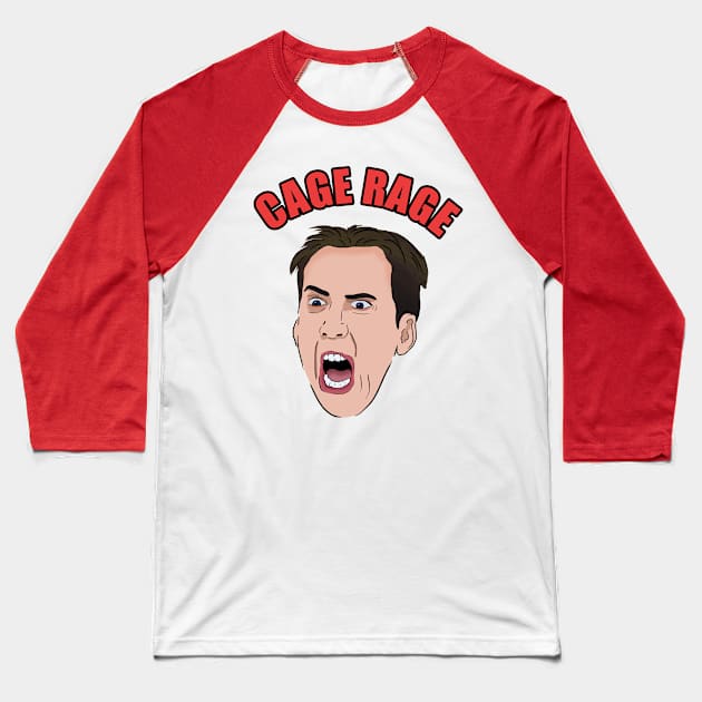 Nick Cage Rage Baseball T-Shirt by Barnyardy